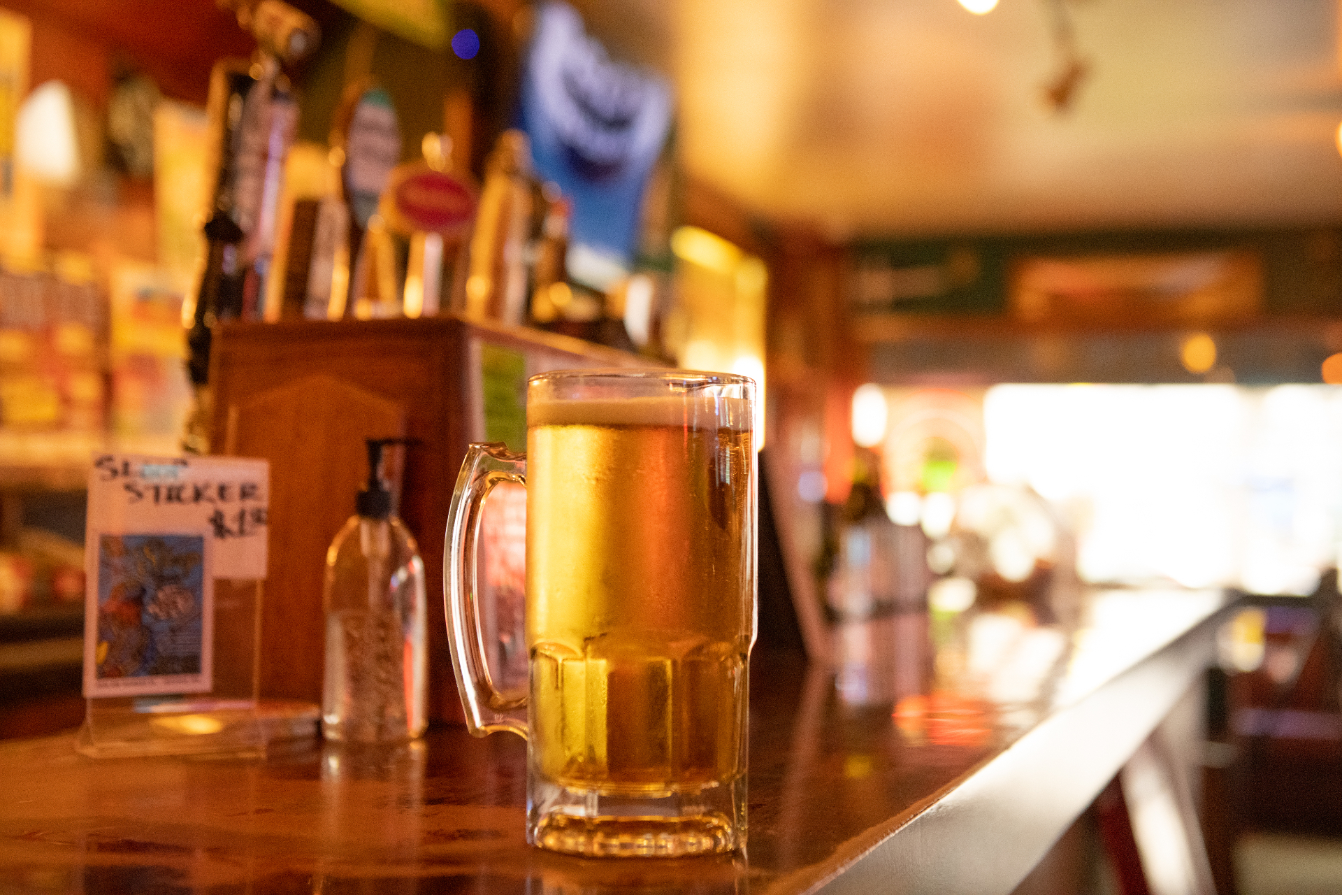 The Sloop Tavern bar interior at sundown